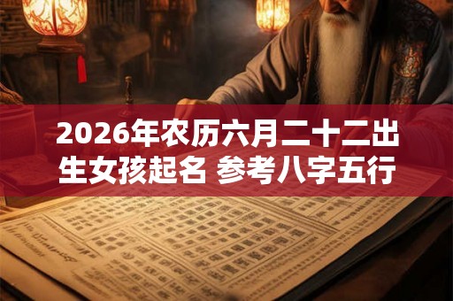 2026年农历六月二十二出生女孩起名 参考八字五行