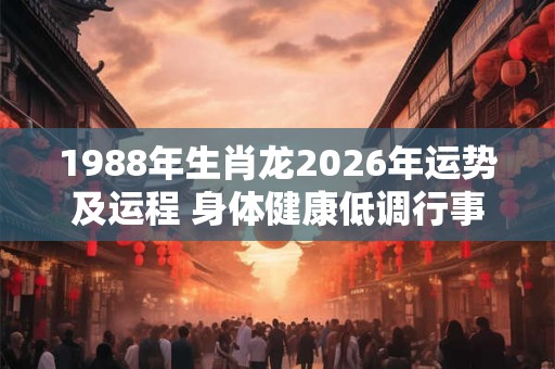 1988年生肖龙2026年运势及运程 身体健康低调行事