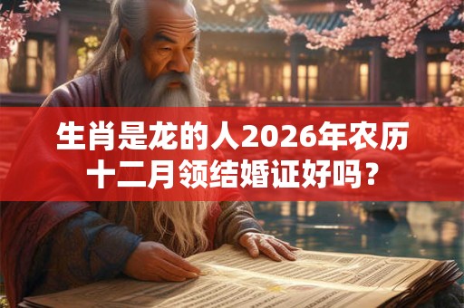 生肖是龙的人2026年农历十二月领结婚证好吗？