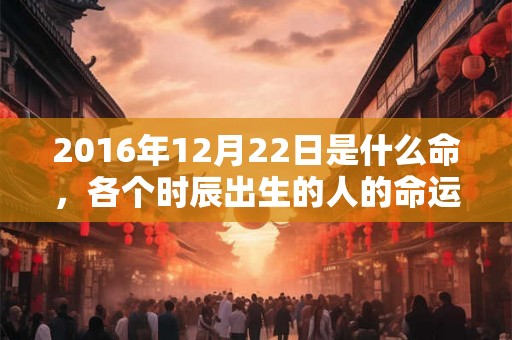2016年12月22日是什么命，各个时辰出生的人的命运
