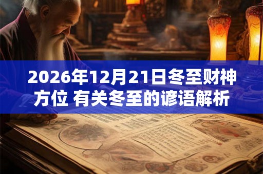 2026年12月21日冬至财神方位 有关冬至的谚语解析