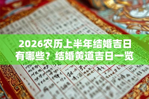 2026农历上半年结婚吉日有哪些？结婚黄道吉日一览表