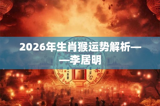 2026年生肖猴运势解析——李居明