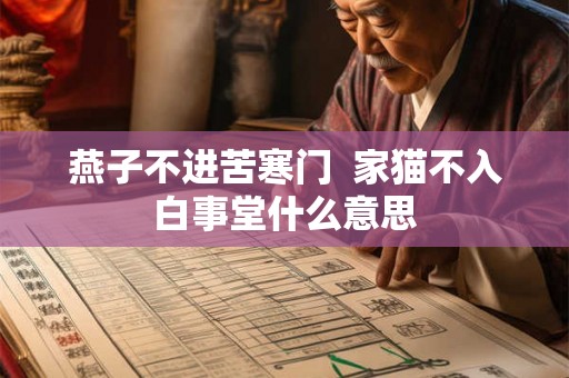 燕子不进苦寒门  家猫不入白事堂什么意思