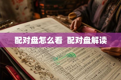 配对盘怎么看  配对盘解读