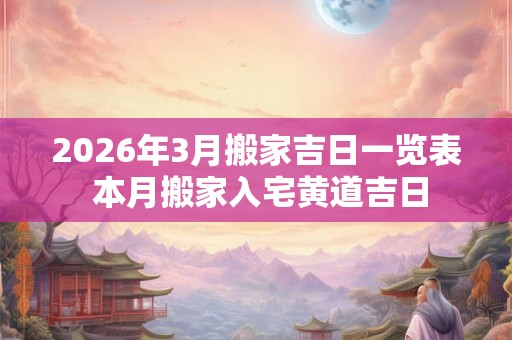 2026年3月搬家吉日一览表 本月搬家入宅黄道吉日