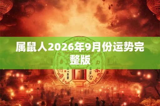 属鼠人2026年9月份运势完整版