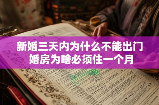 新婚三天内为什么不能出门 婚房为啥必须住一个月