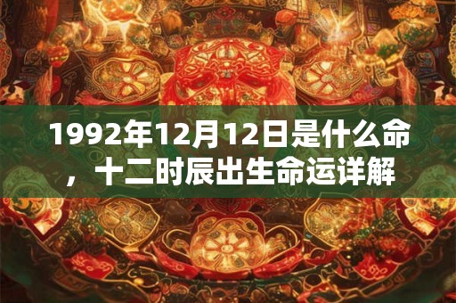 1992年12月12日是什么命,十二时辰出生命运详解 1992年12月12日是什么命,十二时辰出生命运详解