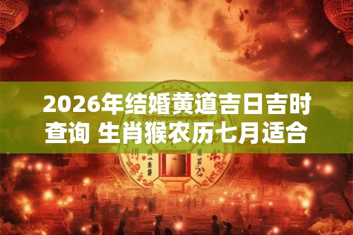 2026年结婚黄道吉日吉时查询 生肖猴农历七月适合嫁娶日子