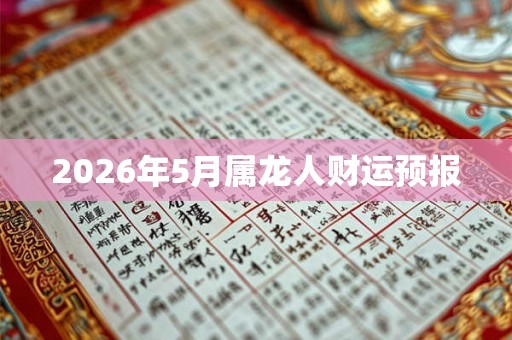 2026年5月属龙人财运预报