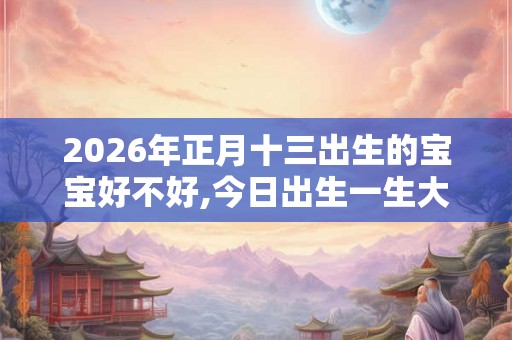 2026年正月十三出生的宝宝好不好,今日出生一生大运