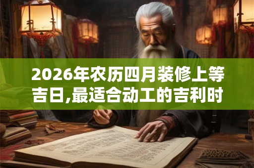 2026年农历四月装修上等吉日,最适合动工的吉利时辰