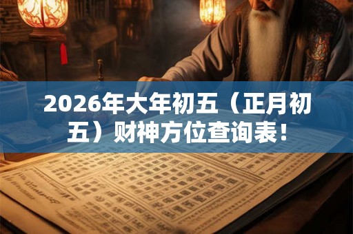2026年大年初五（正月初五）财神方位查询表！