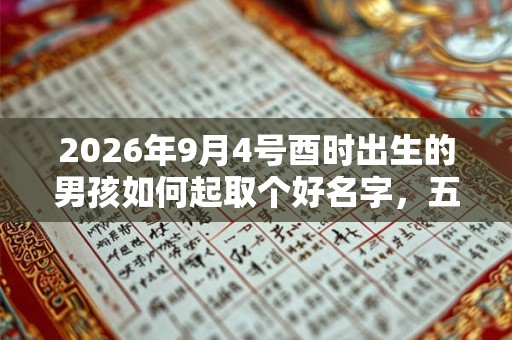 2026年9月4号酉时出生的男孩如何起取个好名字，五行属什么