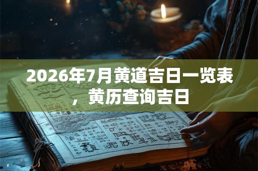 2026年7月黄道吉日一览表，黄历查询吉日