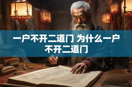 一户不开二道门 为什么一户不开二道门
