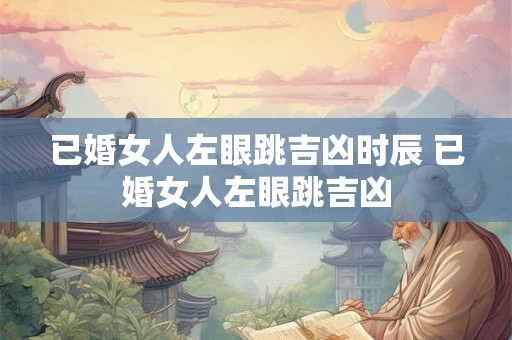 已婚女人左眼跳吉凶时辰 已婚女人左眼跳吉凶