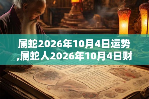 属蛇2026年10月4日运势,属蛇人2026年10月4日财运,生肖蛇2026年10月4日运势