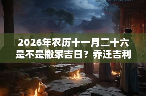 2026年农历十一月二十六是不是搬家吉日？乔迁吉利吗