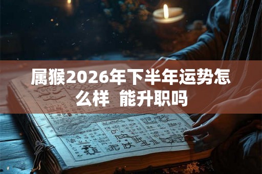 属猴2026年下半年运势怎么样  能升职吗