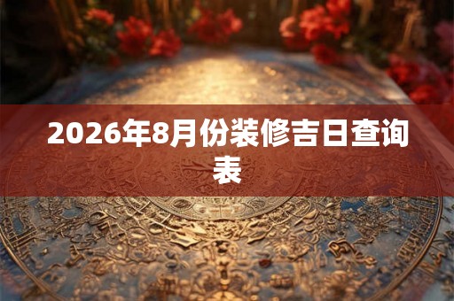 2026年8月份装修吉日查询表 2026年8月份装修吉日查询表