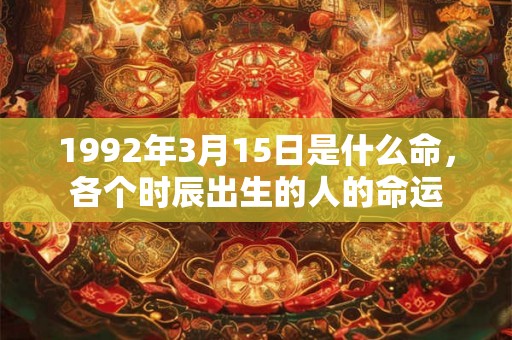 1992年3月15日是什么命，各个时辰出生的人的命运