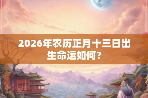 2026年农历正月十三日出生命运如何？
