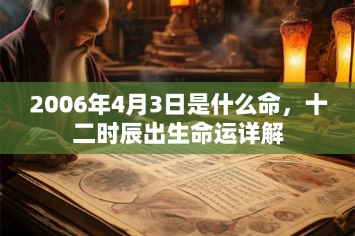 2006年4月3日是什么命，十二时辰出生命运详解