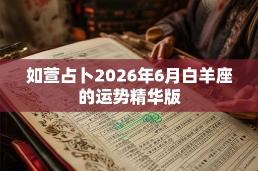 如萱占卜2026年6月白羊座的运势精华版