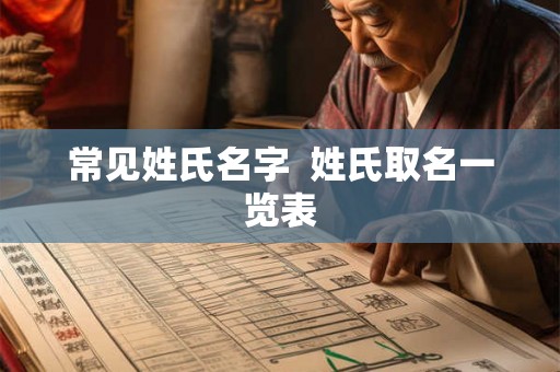 常见姓氏名字  姓氏取名一览表