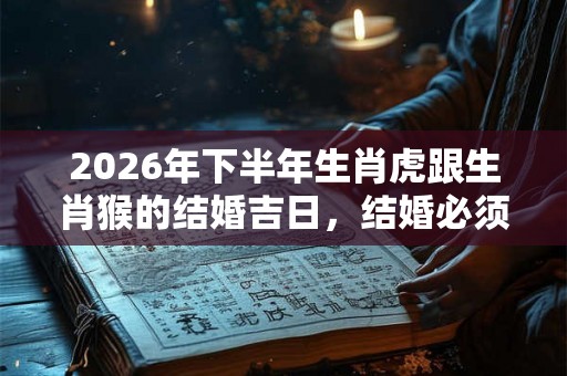 2026年下半年生肖虎跟生肖猴的结婚吉日，结婚必须要看日子吗？