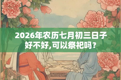2026年农历七月初三日子好不好,可以祭祀吗？