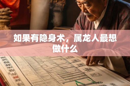 如果有隐身术，属龙人最想做什么