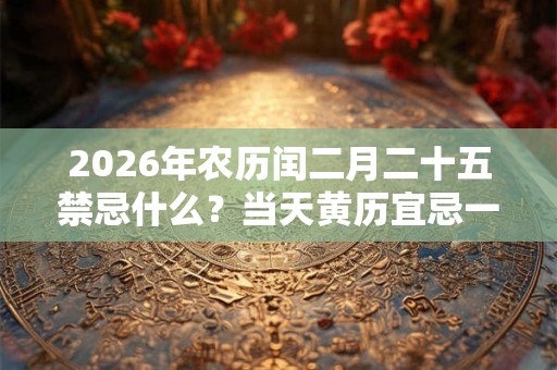 2026年农历闰二月二十五禁忌什么？当天黄历宜忌一览表