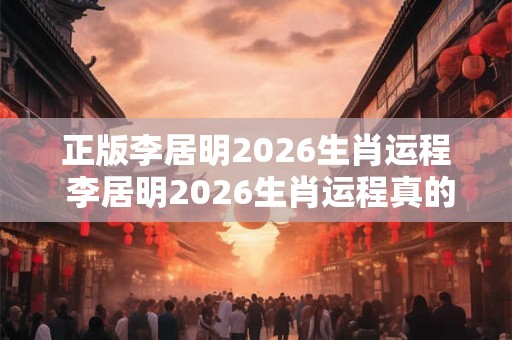 正版李居明2026生肖运程 李居明2026生肖运程真的正版吗