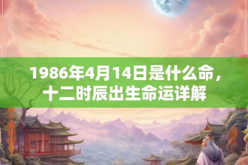 1986年4月14日是什么命，十二时辰出生命运详解