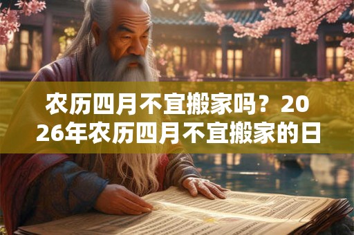 农历四月不宜搬家吗？2026年农历四月不宜搬家的日子
