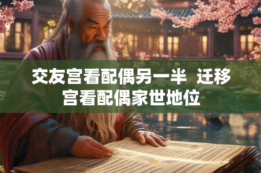 交友宫看配偶另一半  迁移宫看配偶家世地位