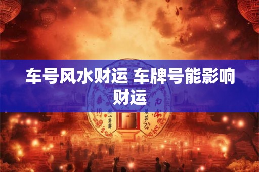 车号风水财运 车牌号能影响财运