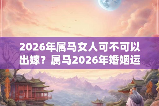 2026年属马女人可不可以出嫁?属马2026年婚姻运势如何? 2026年属马女人可不可以出嫁?属马2026年婚姻运势如何?