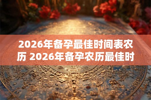 2026年备孕最佳时间表农历 2026年备孕农历最佳时间表