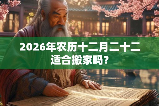 2026年农历十二月二十二适合搬家吗？