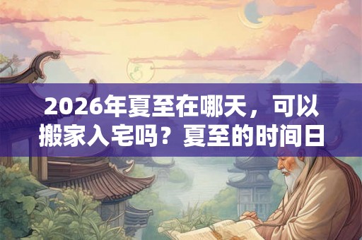 2026年夏至在哪天，可以搬家入宅吗？夏至的时间日子是农历还是公历？