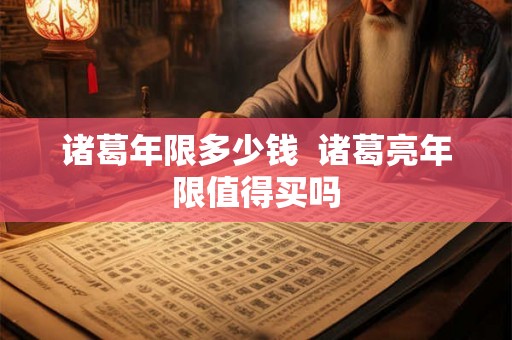 诸葛年限多少钱 诸葛亮年限值得买吗 诸葛年限多少钱 诸葛亮年限值得买吗