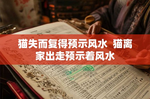 猫失而复得预示风水  猫离家出走预示着风水