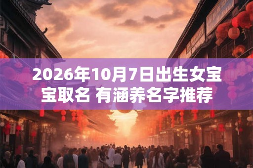 2026年10月7日出生女宝宝取名 有涵养名字推荐