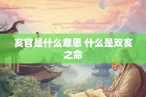 亥官是什么意思 什么是双亥之命