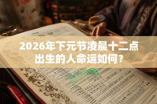 2026年下元节凌晨十二点出生的人命运如何？