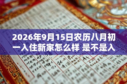 2026年9月15日农历八月初一入住新家怎么样 是不是入宅吉日